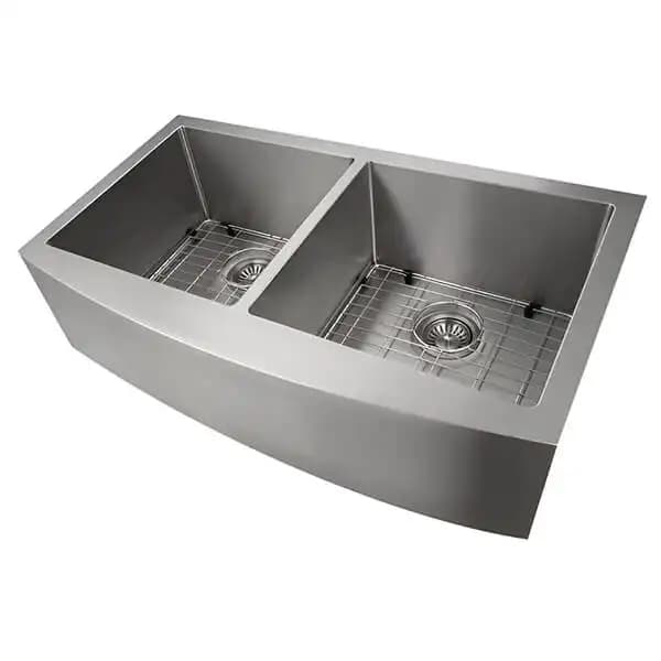 ZLINE 36" Niseko Farmhouse Apron Mount Double Bowl Kitchen Sink with Bottom Grid - SA50D-36