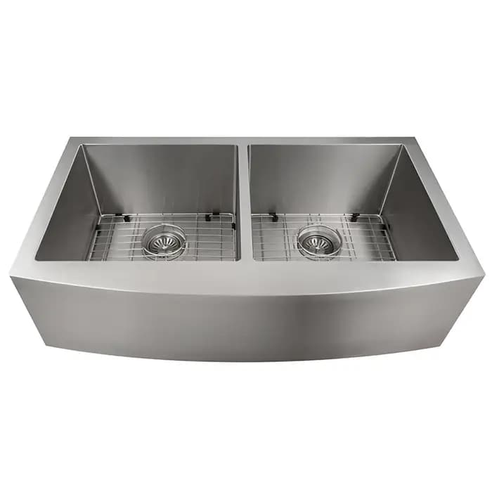 ZLINE 36" Niseko Farmhouse Apron Mount Double Bowl Kitchen Sink with Bottom Grid - SA50D-36