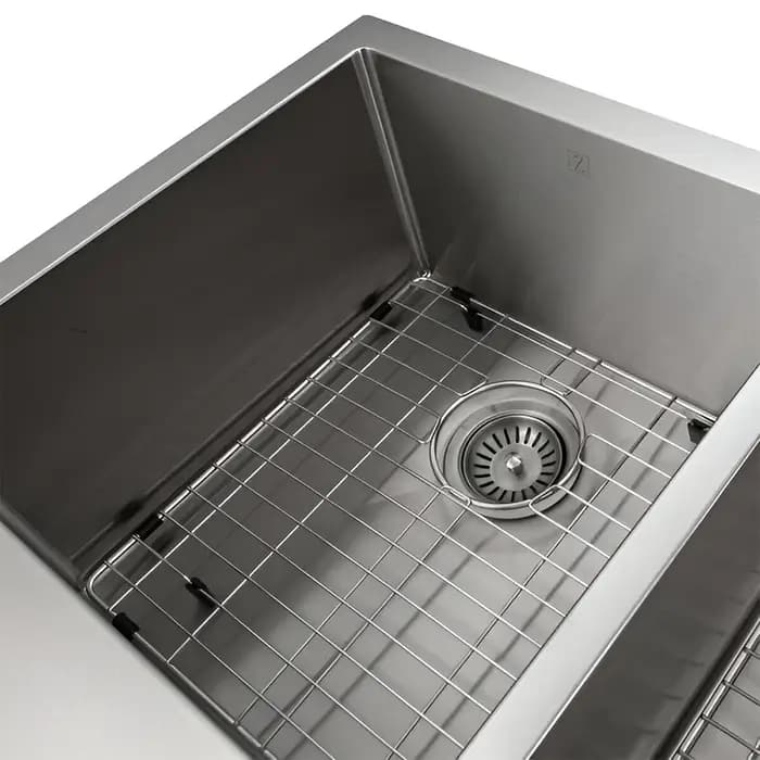 ZLINE 36" Niseko Farmhouse Apron Mount Double Bowl Kitchen Sink with Bottom Grid - SA50D-36