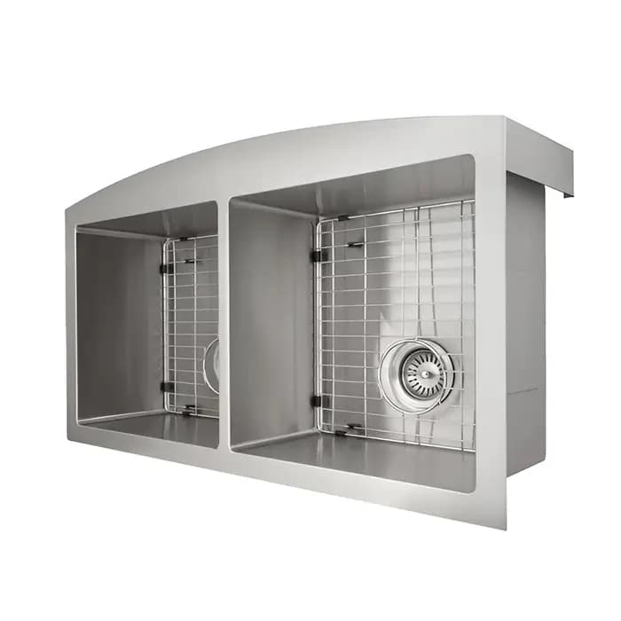 ZLINE 36" Niseko Farmhouse Apron Mount Double Bowl Kitchen Sink with Bottom Grid - SA50D-36