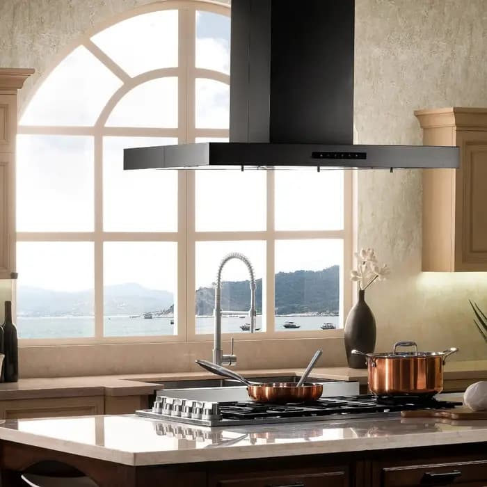 ZLINE - Convertible Island Mount Range Hood in Black Stainless Steel - BSKE2iN